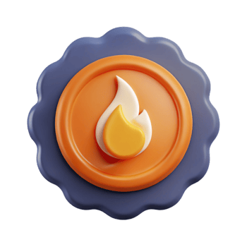 glorious abstract Circular badge with a simple flame icon. Symmetrical, scalable, clean lines with Scalable Design. professional png