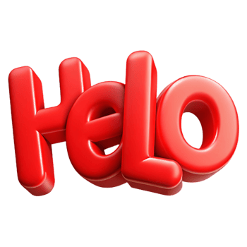 playful exquisite Bold, sans-serif HELLO in flat red. Clean lines, crisp edges with Scalable Design. 8K png