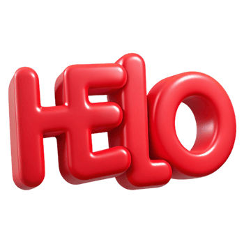 elegant sought-after Bold, sans-serif HELLO in flat red. Clean lines, crisp edges with Scalable Design. png