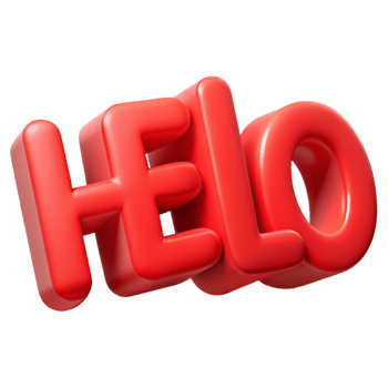 impressive mid-century Bold, sans-serif HELLO with sharp edges and flat red color with Scalable Design. 4K png