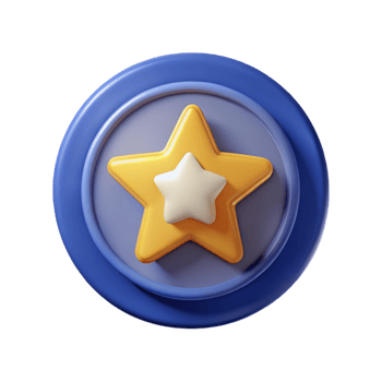 splendid reflective creative Circular badge with a star. Clean lines, flat color, minimal design with Scalable Design. sharp png