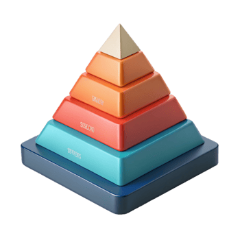 reflective exquisite Pyramid chart with hierarchical levels. Crisp edges, flat color, geometric with Scalable Design. sharp png