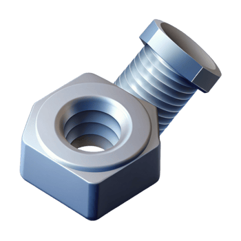 intense striking Isometric nut and bolt, minimal design, flat color, crisp edges with Scalable Design. crisp png