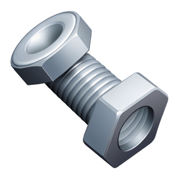 spectacular quintessential Isometric view of a bolt and nut. Scalable, minimal, single-weight stroke with Scalable Design. png