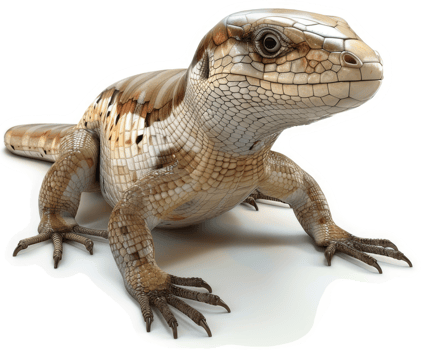 Close-up view of a lizard with intricate patterns. png