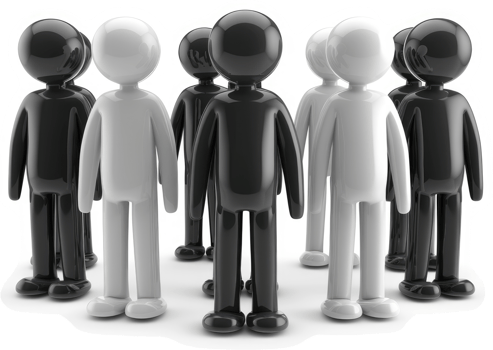 Diverse group of figures in various shades. png