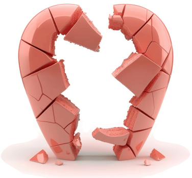 A fractured heart symbolizes emotional distress. png