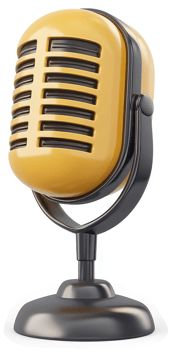 Vintage yellow microphone on a stand. png