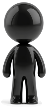 Glossy black cartoon character figure png