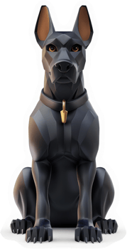 Stylish, black doberman dog illustration. png