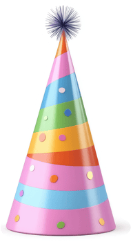 Colorful party hat with a festive design. png