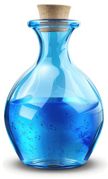 Magical potion in a vintage glass bottle. png