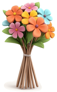 a Vibrant bouquet of colorful cartoon flowers. png