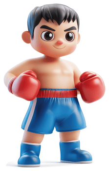 a Cartoon boy boxer in fighting stance. png