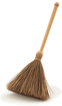 A simple, natural-bristled, cleaning brush with a wooden handle. png