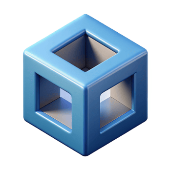 vibrant unparalleled Isometric cube with cutouts. Crisp edges, minimal design, single-weight stroke with Scalable Design. png
