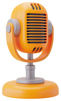 Retro orange microphone icon, a vintage sound device. png