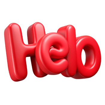 memorable abstract Bold, sans-serif HELLO with crisp edges and flat red color with Scalable Design. elite png