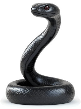Striking black snake with intense gaze. png