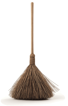 A simple straw broom with a wooden handle. png