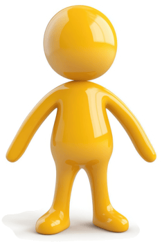 Bright yellow cartoon figure standing in profile view. png