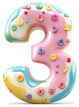 Colorful confectionery number three design. png