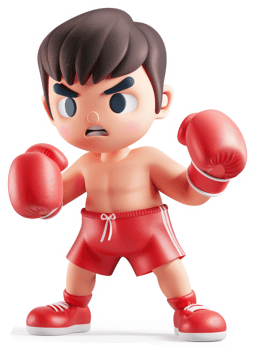 Cartoon boxer in fighting stance. png