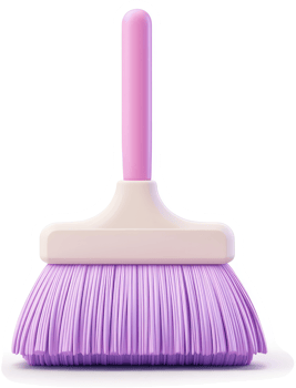 Purple cleaning brush with a pink handle. png