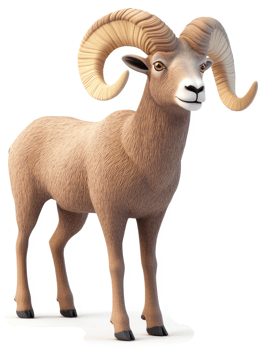 Bighorn sheep, a majestic mountain ram, posed for a graphic. png