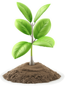 Sprout emerging from fertile soil. png