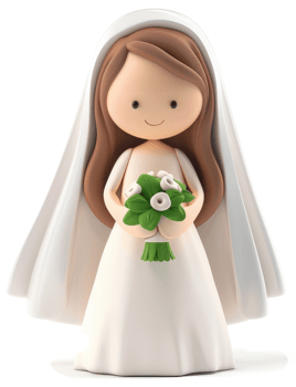 Charming figurine of a bride in wedding attire. png