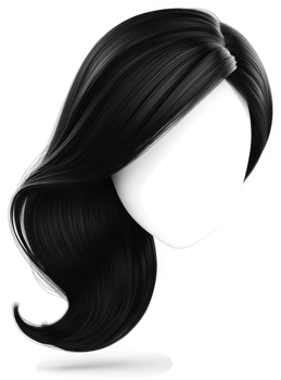Glossy, dark black woman's hair style illustration. png