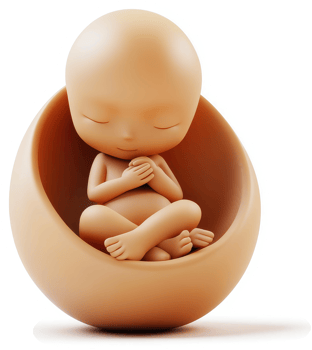 Fetus nestled comfortably within amniotic sac. png