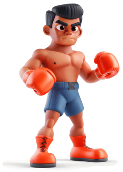 Digital illustration of a cartoon boxer in fighting stance. png
