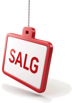 Red tag with the word SALG hanging, suggesting a sale. png