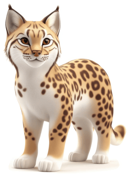 Cute cartoon bobcat character stands proudly. png