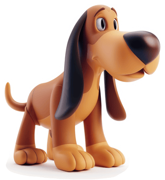 Cartoon hound with expressive eyes. png