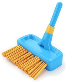 Bright blue cleaning brush with yellow bristles. png