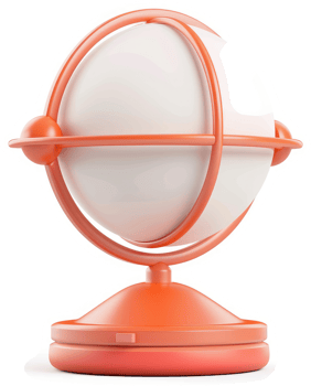 Orange globe-shaped desk lamp with a rotating base. png