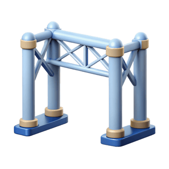 stunning signature Clean line illustration of a bridge support. Symmetrical, with Scalable Design. png