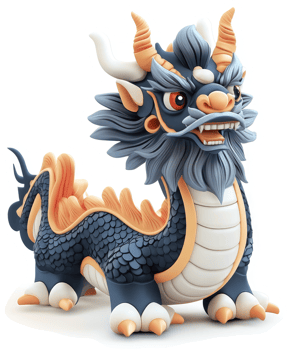 Cute cartoon dragon with vibrant colors. png