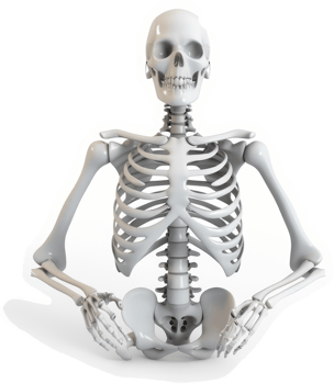 Meditative skeletal figure in a seated posture. png