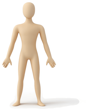 Beige figure stands straight, facing forward. png