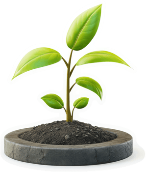 Young sprout emerging from fertile soil. png