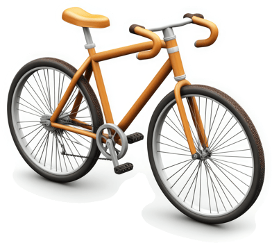 A classic, vintage-style bicycle with a light orange frame. png