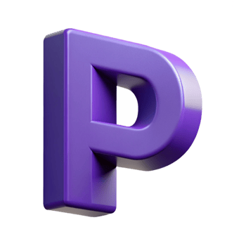 sought-after industrial Minimal P with geometric form and clean lines, flat violet with Scalable Design. 8K png