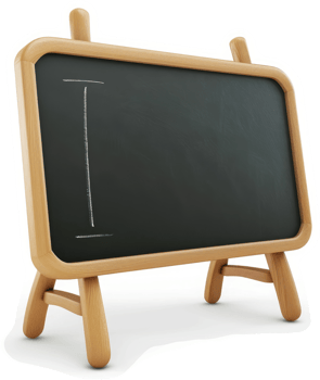 Empty wooden easel chalkboard with a single line. png