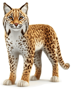 Majestic bobcat stands alert and proud. png