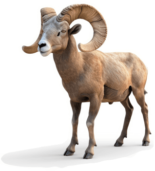 Majestic bighorn sheep portrait in a full shot. png