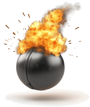 Explosive black sphere erupts in a fiery explosion. png